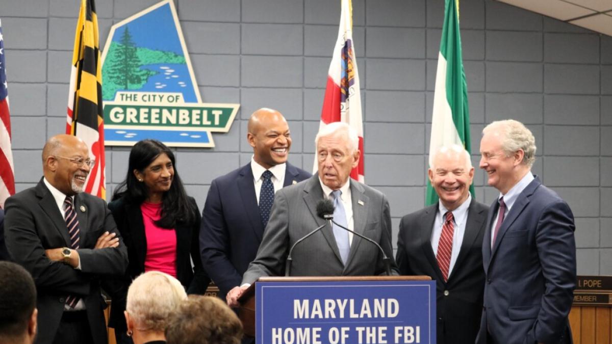 Congressman Steny Hoyer of Maryland speaks at a press conference regarding the new FBI Headquarters coming to Greenbelt.