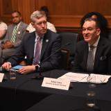 Secretary of Agriculture Kevin M. Atticks and Secretary of Human Services Rafael Lopez speak with the Maryland Congressional Delegation.