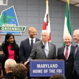 Congressman Steny Hoyer of Maryland speaks at a press conference regarding the new FBI Headquarters coming to Greenbelt.