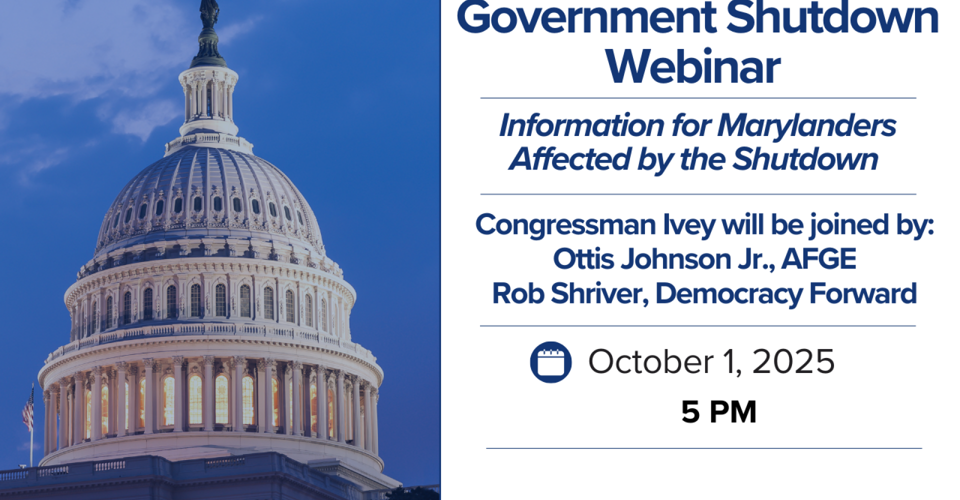 Picture of Capitol next to navy text on white background. 